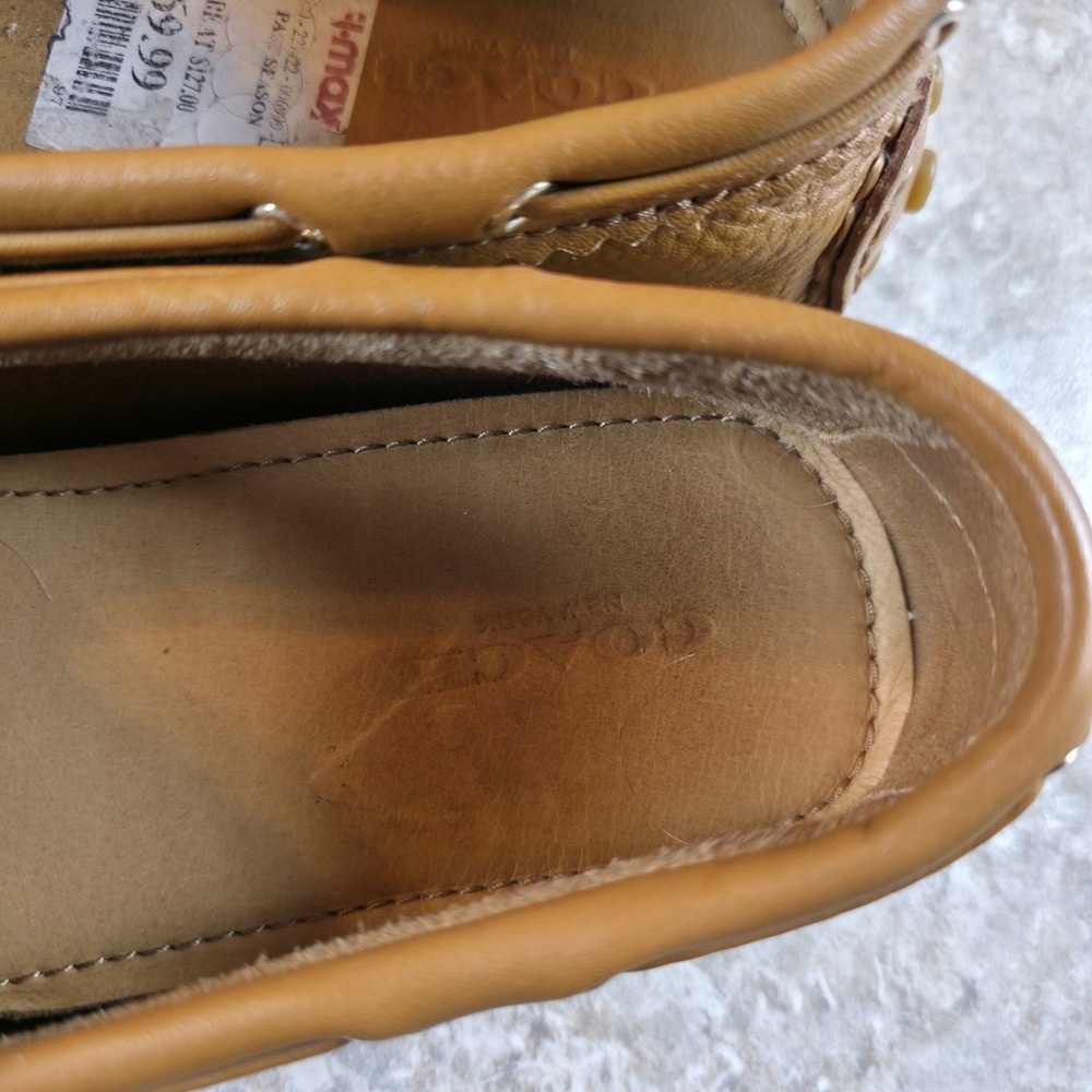 Coach Nadia Driving Moccasins Women 7.5 B Tan Leather Tassel Loafers A0954 - Picture 6 of 9